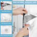 No Hook Blue Daisy and Butterfly Shower Curtain with Snap in Fabric Liner Set, Rustic Farmhouse Double Layers Waterproof Fabric with See Through Top Window Open Grommet Bath Curtain 71x86 Inch