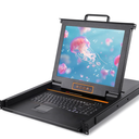 HDMI Rackmount KVM Console 8 Port, 18.5" 1080P Rack Monitor, Integrated 1U Rackmount Monitor and Keyboard, 1920x1080@60Hz, OSD Function, 17.6"x22"x1.67" (W x D x H)