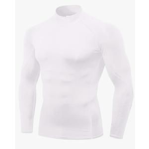 Men's Turtleneck Compression Shirts Long Sleeve Athletic Workout T-Shirt Sports Undershirt Quick Dry Base Layer Top, Size: XL