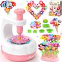 PERRYHOME Fabric Flower Bouquets Toys, 300+ Pcs Birthday Gift Activity Kit, 2 Gameplays STEM Craft for Kids, Reusable DIY Bouquets Maker Mothers Day Gifts for 3 4 5 6 7 8 Years Toddler Girl Gift (White Pink)
