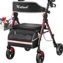 Walkers for Seniors, Rollator Walker with Seat, Walkers for Seniors with seat, 350 lb Capacity, with 8'' Big Wheels, Rolling Walker (Burgundy)