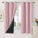 YoungsTex Light Pink 100% Blackout Curtains for Kids Bedroom Keep Cold Out, Thermal Insulated Drapes with Grommet Privacy Energy Saving for Winter Living Room Window, 2 Panels, 42 X 68 Inch
