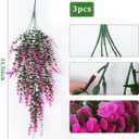 RECUTMS Fake Monkey Plants Hanging Eucalyptus Vines Fake Vines Faux Hanging Plants for Outdoor Garden Yard Backdrop Decor Indoor Room Table Wall Home Hanging Decoration(Fuchsia)
