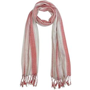 Humble Hilo Zari Weave Scarf Handmade Luxury Shawl Scarf Wrap Multicolor with Metallic Sequins (White and Light Red)