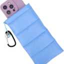 Down Cotton Buckle Warm Phone Case, Protects from Freezing and Overheating, Perfect for Outdoor Camping (Light Blue)