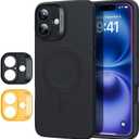 ESR for iPhone16 Case with MagSafe, Supports Magnetic Charging, Smooth & Slim Silicone Case, Shockproof, Full Screen and Camera Protection, Soft Microfiber Lining,Black