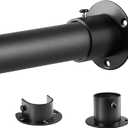 Closet Rods for Hanging Clothes, 1.3 Inch Diameter Heavy Duty Closet Rod 17-75 Inch Adjustable Clothes Hanging Bar Metal Black Shower Curtain Rods for Closet, Wardrobes, Bathroom, Windows