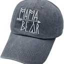 Waldeal Women's Embroidered Mama Bear Hat, Vintage Distressed Denim Mom Baseball Cap (Navy)