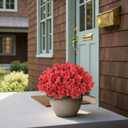 YXZZWL 8 Bundles Artificial Flowers for Front Door, Fake Silk Azalea Bouquet Silk Flowers for Outside UV Resistant Realistic Faux Plants for Planter Farmhouse Patio Garden Walkways Home Decor (Red)