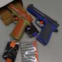 2 Pack Blaster Guns Boys Toy - with 16 Soft Foam Darts Bullets & 2 Wrist Bands - Christmas Birthday Hand Gun Toys Party Supplies for 6,7,8,9,10,11,12 Years Kids(Green Blue)