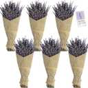 6 Packs Natural Dried Lavender Flowers Bouquet with Stems (14-17 Inches, 540-600 Stems Total), Home Fragrance for Drawers, Wedding Decor & Photography Props, DIY Crafts Supplies