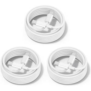 chcela 60W USB C to USB C Cable [3Pack] iPhone 17 16 15 Fast Charging Cable,6ft Long USB-C to USBC Power Cord for iPhone 17 Air/16/15 Pro Plus Pro Max,MacBook Pro Air/iPad Pro 12.9/11,AirPods 4(White)