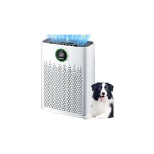 Air Purifiers for Home Large Room, Cover Up to 2400 Ft² with True HEPA Filter, Smart Mode, PM2.5 Air Quality Display, 22dB Sleep Mode, Aromatherapy with 2X-Purification & 360°Air Outlet, HAP603, White