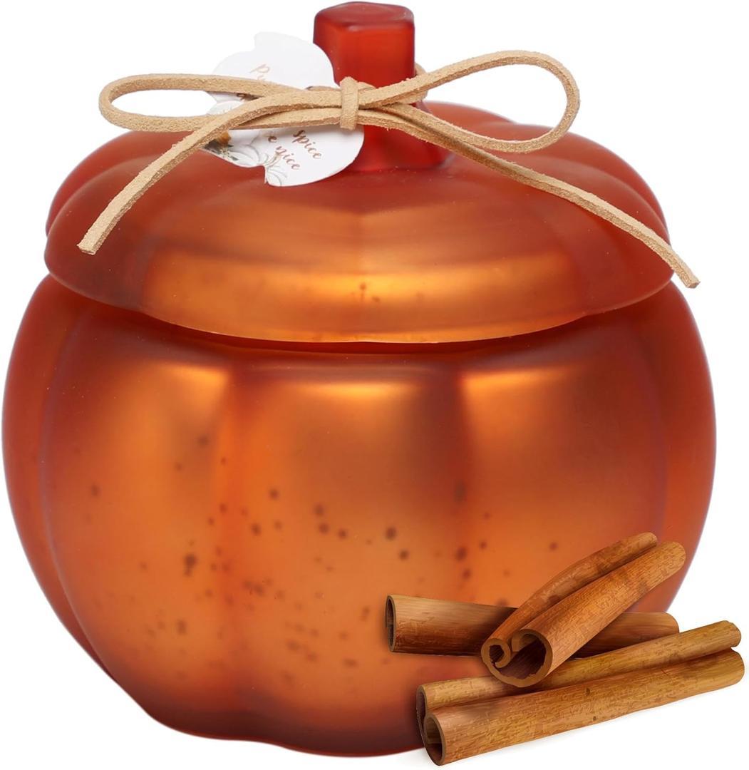 Thanksgiving Cinnamon Pumpkin Candle, Pumpkin Fall Candle, Thanksgiving Fall Table Centerpiece, Farmhouse Pumpkins Shaped Candles for Harvest Time Home Decor, 12oz