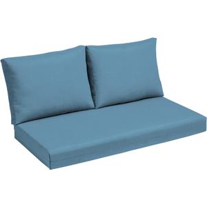 Arden Outdoor Loveseat Cushion Set, 48 x 24, Water Repellent, Fade Resistant, Cushion Set for Couch, Bench, and Swing, French Blue Texture