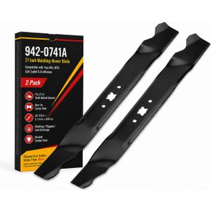 942-0741A 21 Inch Mulching Mower Blades 2 Pack Compatible with Troy-Bilt TB110 TB230 TB240 TB130 TB200, MTD Cub Cadet Craftsman Walk Behind Mowers, Replacement for 742-0741A CMXGZAM100067