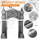 3 Pcs Halloween Mansion Decor Archway Cemetery Graveyard Decorations Haunted Gothic Cover 3D Halloween Banners Skull with Tombstone Sign Spooky Pillar Sign for Outdoor Party Supplies