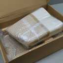 Flower Pot Rattan Plant Stand Planter with Stand, Tall Indoor Boho Woven Wicker Storage Basket with Adjustable Wood Shelf (White & Brown)