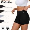 INNERSY Period Boxer for Women High Waisted Leak Proof Postpartm Menstrual Mesh Boy Shorts Panties Underwear 3-Pack (Black, L)