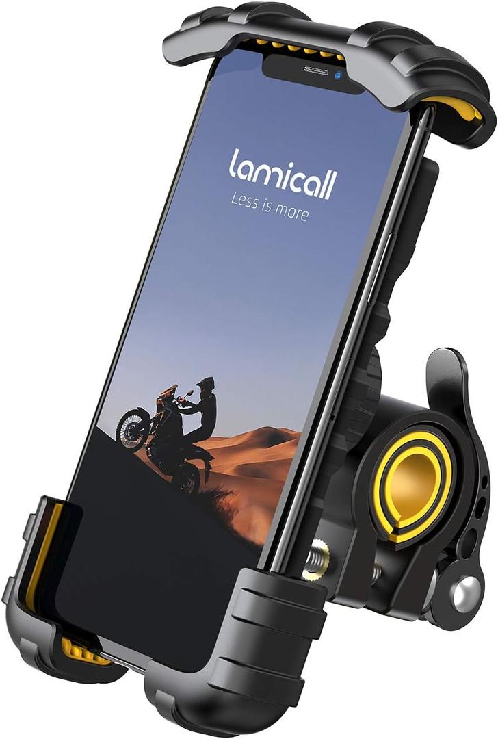 Lamicall Bike Phone Holder, Motorcycle Phone Mount - Adjustable Motorbike Phone Holder for iPhone 15 14 13 12 Pro Max Mini, 11 Pro Max Xs 8 X 8P 7 6S, Samsung S10 S9, Huawei, 4.7-6.8 Devices (Yellow)