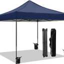 10x10 Heavy Duty Canopy Pop Up Commercial Canopy Tent, Vendor Tent with 400D Oxford Fabric for Camping Outdoor Events Parties Weddings, UPF 50+ Waterproof (Navy Blue)