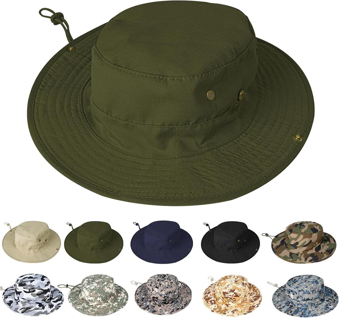 Sun Hats for Men Women Boonie Hat Foldable Fishing Hat UPF 50+ Bucket Hat for Fishing Hiking Garden Safari Beach (Green)