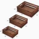 Wood Crates For Storage,Decorative Vintage Brown Wooden Crates For Display,Handmade Solid Wood Boxes,Set Of 3 Rustic Black Wooden Crate. (vintage brown)