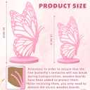 2 Pcs Large Wood Butterfly Prop Pink Butterfly Wings Cutout Wooden Standing Butterfly Backdrop Princess Butterfly Prop Decoration for Baby Shower Birthday Wedding Butterfly Party, 36 Inch + 20 Inch