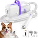 LOMMOL 6-in-1 Dog Grooming Vacuum, Pet Grooming Kit with Dog Clippers, 2.2L Dust Cup Dogs Vacuum with Dryer Function, Low Noise Upgrade Pet Grooming Vacuum with 6 Tools for Home Pet Hair, Purple
