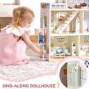Giant bean Large Pink Wooden Dollhouse with Furniture for Girls with Doorbell, Light,Elevator, 6 Rooms 2.6ft High,15 Pcs Furniture & 3 Dolls, Kids Playhouse Toy for Girls 3-7+, 31.5" x 25" x 12.2", L25" * W13.4" * H31.5"