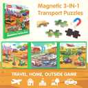 SYNARRY Vehicle Theme Magnetic Puzzles for Toddlers 3-5, 36 Pieces Travel Puzzles for Kids Ages 4-8, Easter Basket Stuffers Gifts for Kids, Car Airplane Road Trip Activities Magnet Games Toy