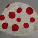 ComfyCamper Womens Knitted White Mushroom Hat Costume Red Spores Adults Teen Men Cottagecore Cosplay Halloween