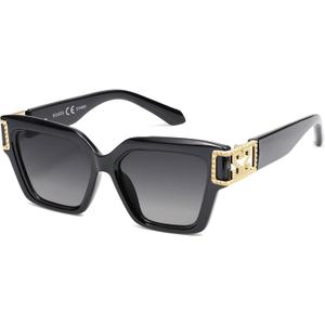 SOJOS Luxury Trendy Square Sunglasses for Women Designer Shades UV400 protection Lenses SJ2277, All Black