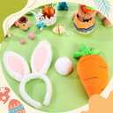 Crowye 3 Pcs Bunny Costume Set Plush Bunny Ear Headband Rabbit Tail Carrot for Women Adults Halloween Cosplay Party