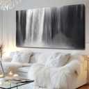 Black Wall Art White Wall Decor Waterfall Wall Pictures Abstract Wall Art Room Decor Canvas Poster Photos for Bedroom Living Room 24"x48"