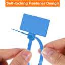 MECCANIXITY 250pcs Marker Cable Zip Ties, 8 Inch Self-Locking Nylon Labels Zip Tie Wraps, Wire Tags Ties Straps for Indoor and Outdoor, 1/8",Blue