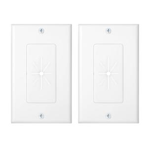 Cable Matters 2-Pack 1-Gang Wall Cable Pass Through, Cable Wall Plate with Flexible Rubber Grommet, Cord Hiding/Management Solution for Home and Office, White