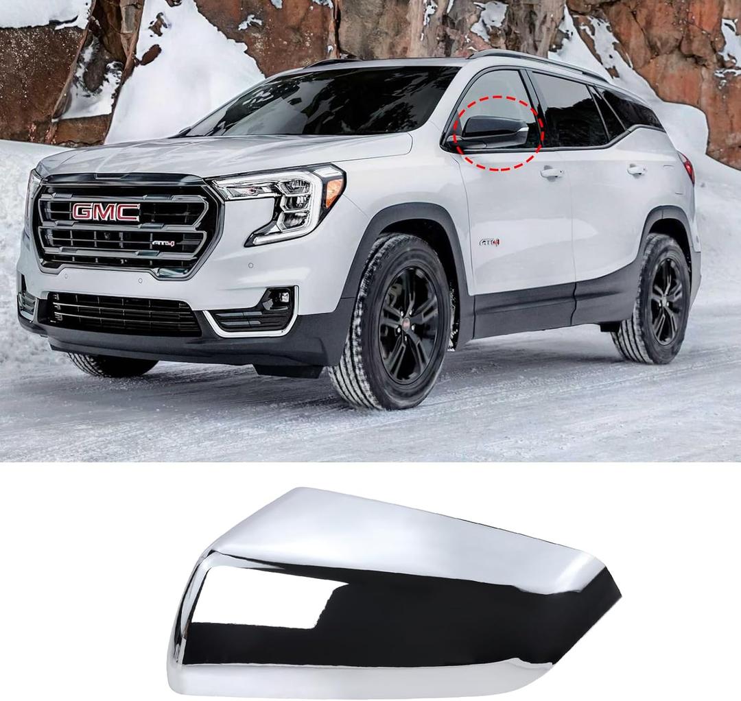 Left Driver Side Exterior Mirror Cap Cover Rearview Mirror Cover Trim Fit for 2018 2019 2020 2021 2022 2023 Chevrolet Equinox & GMC Terrain Replace 23406417 (Chrome)