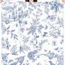 Blue White Flower Blanket Butterfly Soft Throw Blanket Country French 60"x50" Blanket Washable for Spring Summer Fall Party