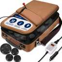 SereneLife Portable Massage Stone Warmer Set - Electric Spa Hot Stones Massager and Heater Kit with 6 Large and 6 Small Round Shaped Basalt Massaging Rocks, Digital Controller Heating Bag (Brown)