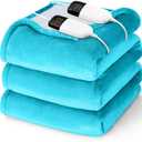 Heated Electric Blanket Queen Size - 84" x 90" Heating Blanket with Dual Control, 10 Heating Levels & 8 Hours Auto Off, Soft Warm Flannel Blanket, Christmas Birthday Gifts for Senior Grandma (Teal)