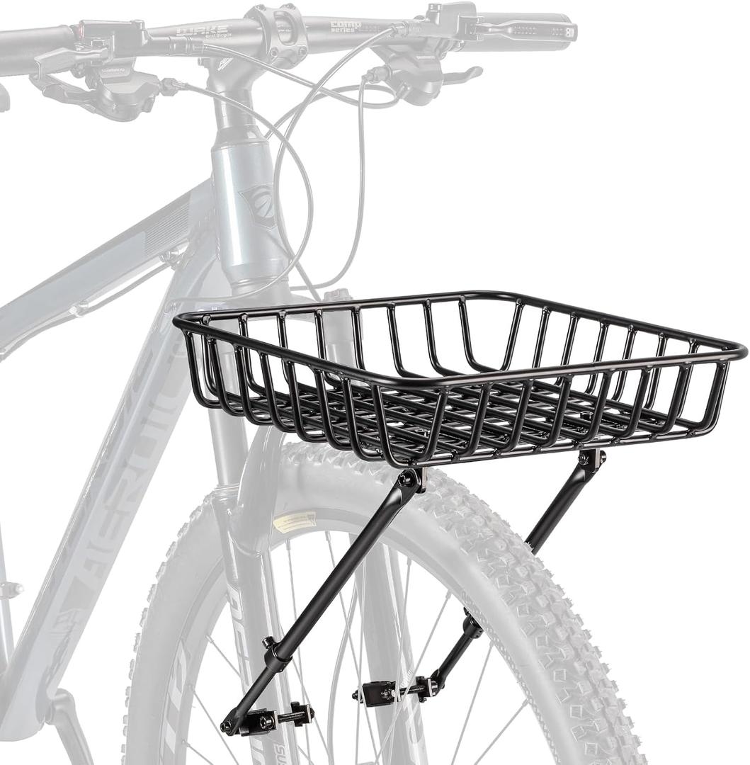 CXWXC Bike Basket Rack - Large Front Bicycle Basket with Struts - Front Mount Aluminium Bike Basket Large Capacity
