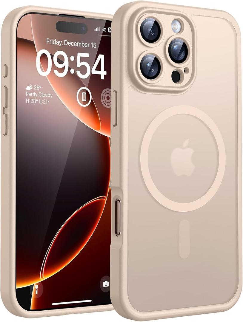 TOCOL for Phone 16 Pro Case, Compatible with Magsafe Charger, Full Camera Protection, Drop Protection, Translucent Matte Phone Case for iPhone 16 Pro 6.3 inch (Desert)