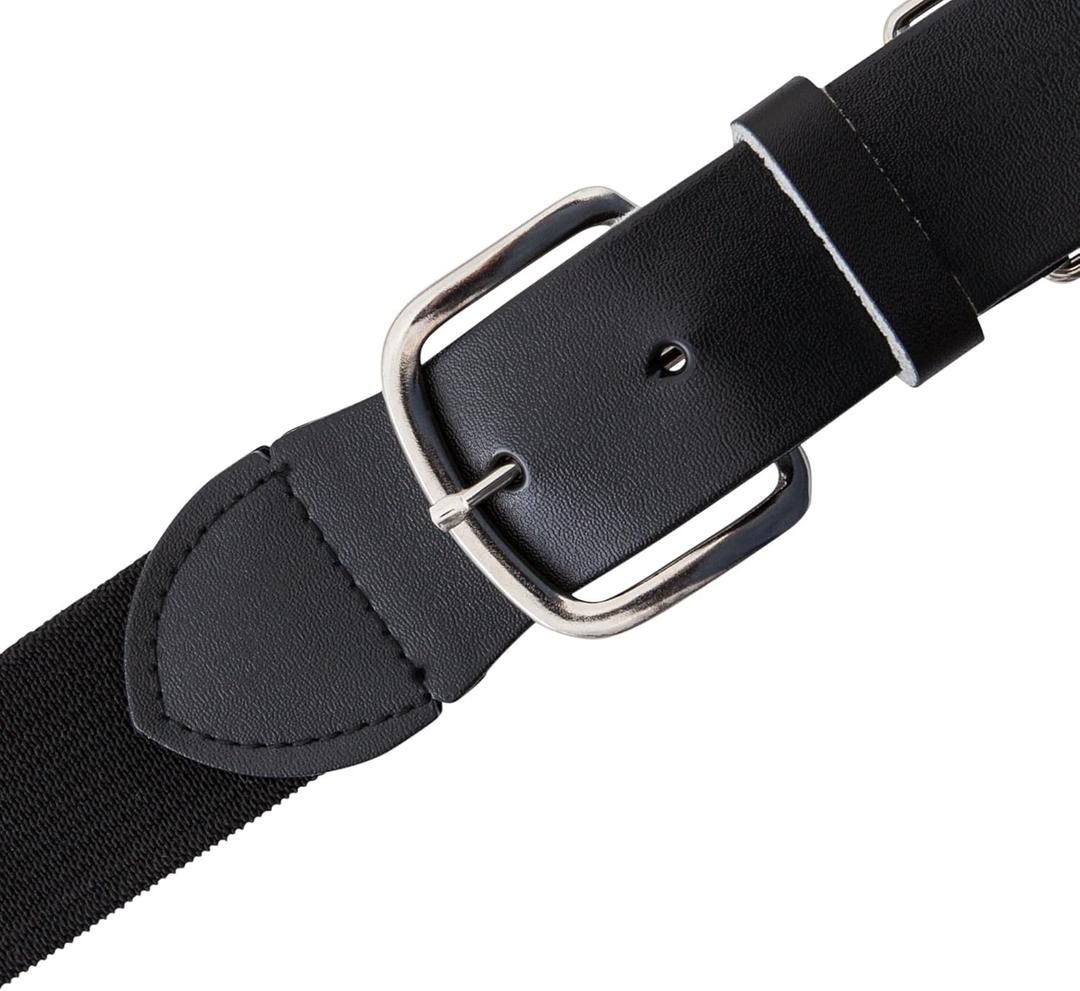 Champion Sports Baseball/Softball Uniform Belt, Comfort Stretch Fit Durable Syntex Tab - Youth & Adult Sizes, Multiple Colors (Youth (18-32 Inches), Black)
