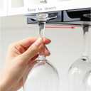 Wine Glass Holder Under Cabinet, 4 Pack Stemware Rack for Kitchen Storage, Easy Install Hanging Glass Organizer for Bar Restaurant（Black）