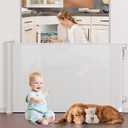 PRObebi Retractable Baby & Dog Gate - Extra Wide (72" W x 34" H), Ideal for Stairs, Hallways, Doorways, Deck & Porch, White 