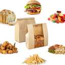 Large Paper Bread Bags for Homemade Sourdough-Bread Packaging Bag for Gifting, Label Seal Sticker Included Pack of 100(11.8x8.2x3.5 inch)