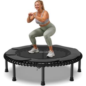 BCAN 450/550LBS Mini Rebounder Trampoline for Adults, 40"/48" Foldable Fitness Trampoline with Bungees, Quiet & Stable Exercise Trampoline Indoor/Home/Garden (BT2, Without Handle)
