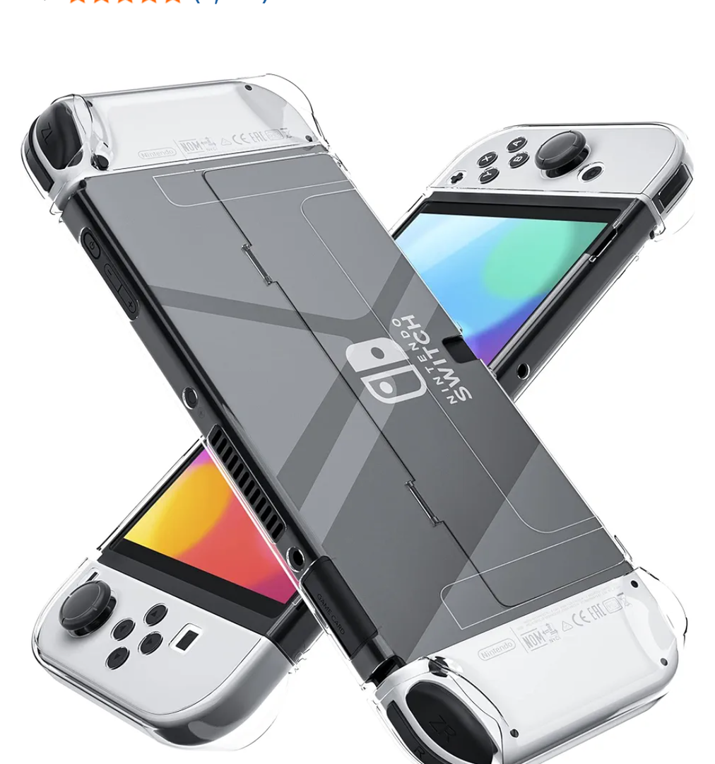 Improved Version] Dockable Clear Case for Nintendo Switch OLED 2021, FANPL Protective Case Cover for Switch OLED and Joy Con Controller - Strong and Durable, Not Easy to Fall Off (Clear)