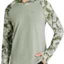 FISHEAL Men's Performance Fishing Hoodie Shirt with Thumbholes - UPF 50 Sun Protection Camo Long Sleeve Shirts Quick-Dry (X-Large, Olive Green Camo)